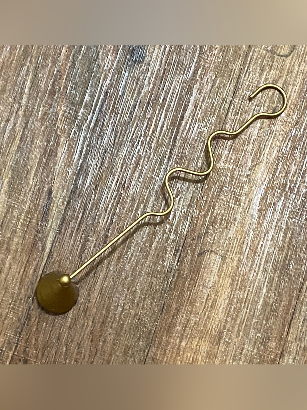 Candle Snuffer Bell End 9.5” Long With Wavy Handle Gold Tone Used